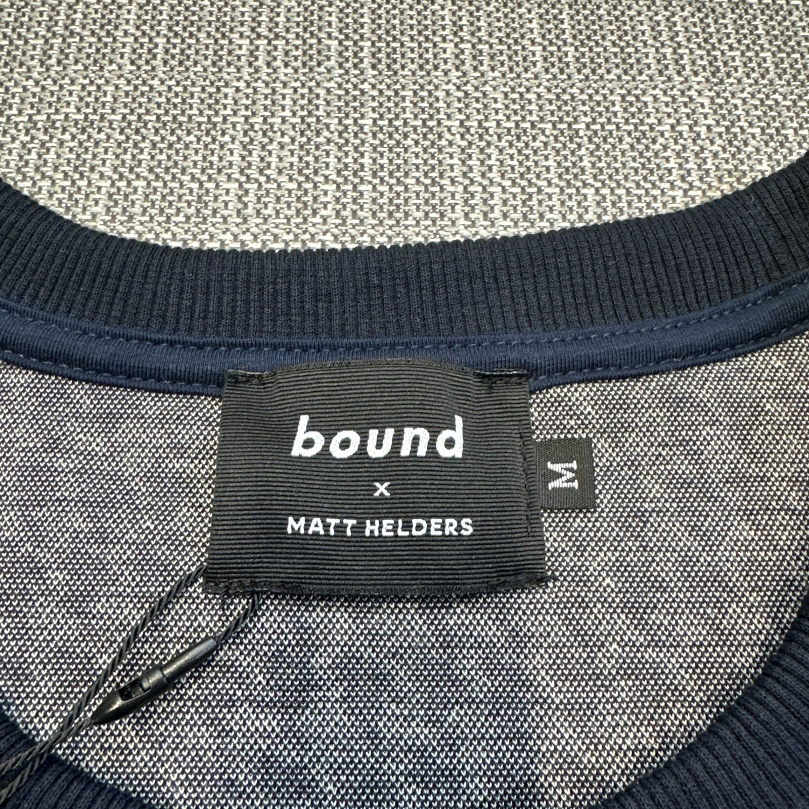 New Bound X Matt Helders Navy Dogtooth Sweater Mens Medium Pullover Preppy — image 2 of 8